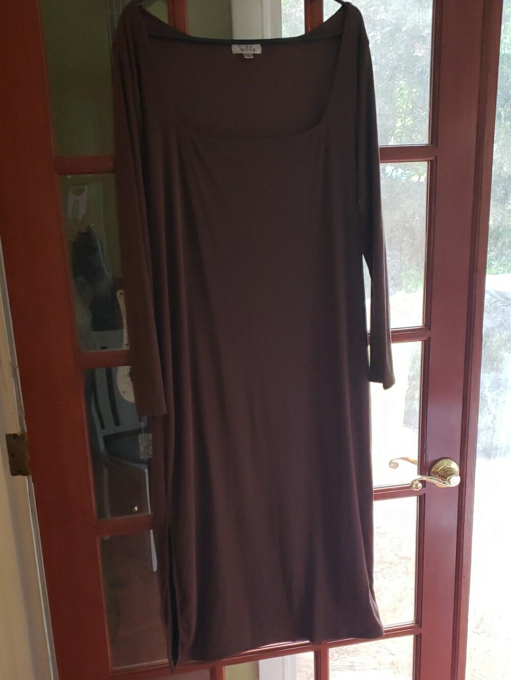 Justify Brown Long Sleeve Scoop Neck Maxi Dress